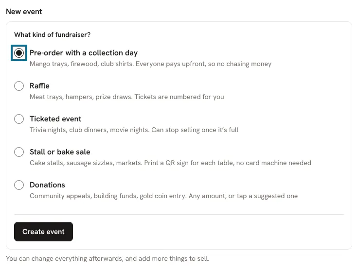 Picking what kind of fundraiser to start