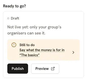 A draft with one thing still to do, and the Publish button