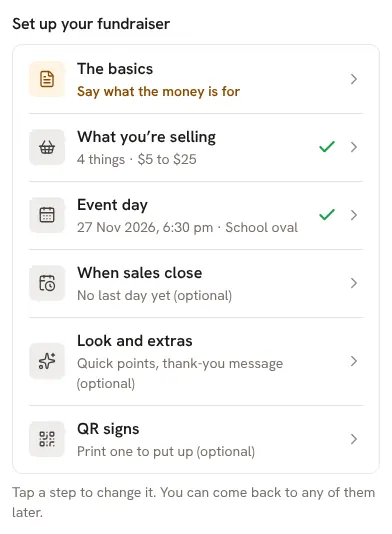A draft fundraiser's set-up steps
