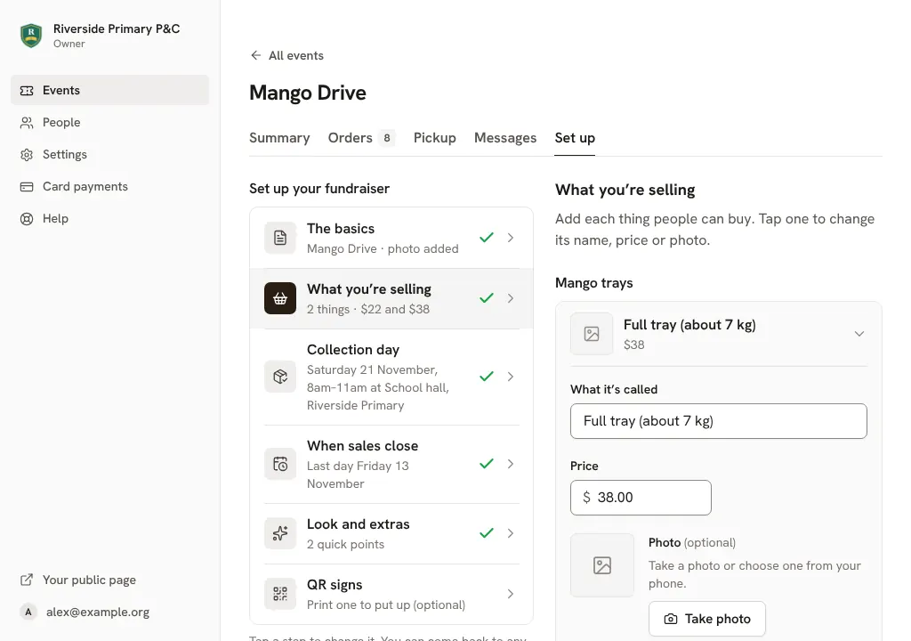Changing one thing's name, price and photo