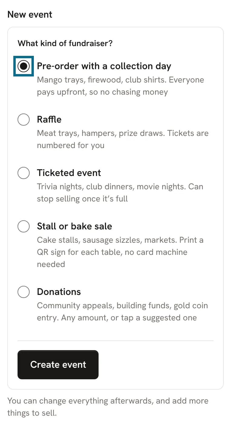 Picking what kind of fundraiser to start
