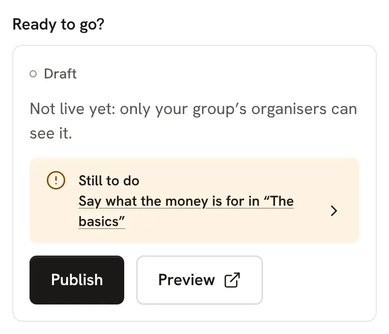 A draft with one thing still to do, and the Publish button