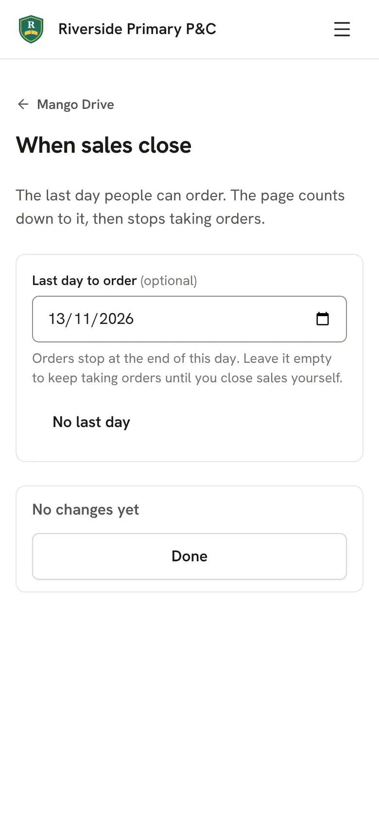 When sales close: the last day to order