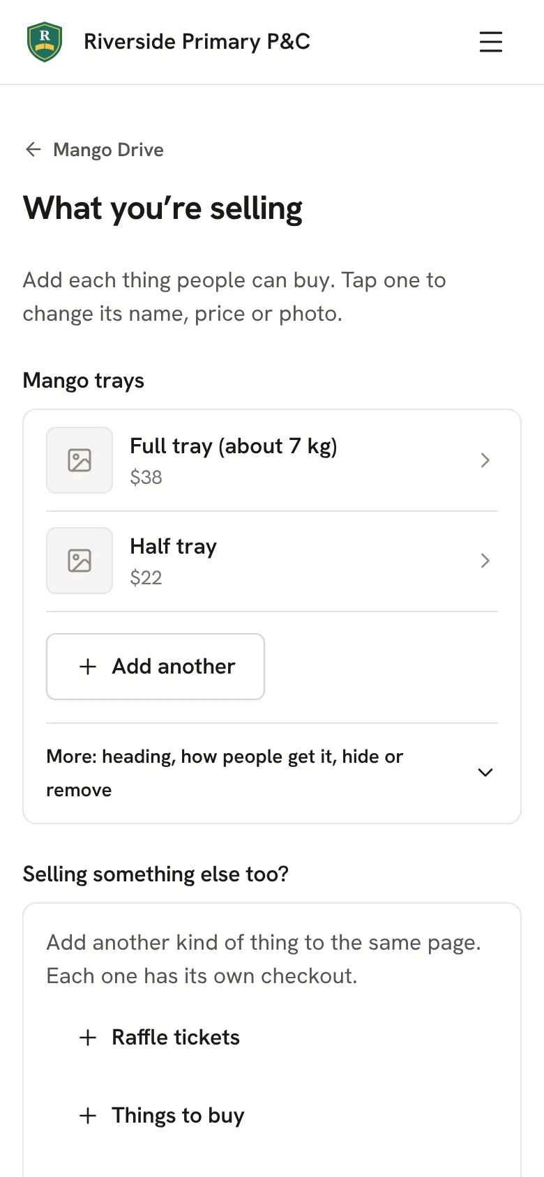 What you're selling, with two kinds of tray